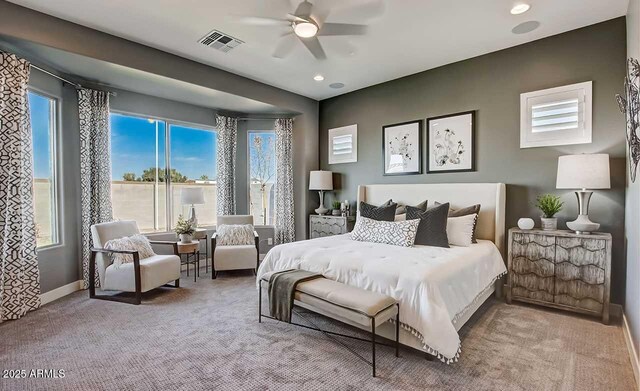 16336 W Jackson St, Goodyear, AZ 85338 - bedroom featuring carpet, multiple windows, recessed lighting, and ceiling fan