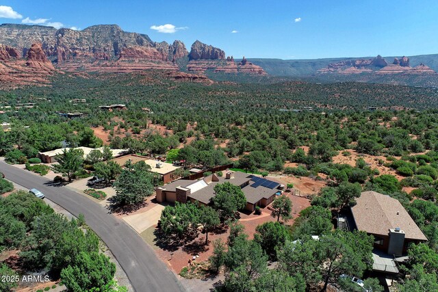 bird's eye view of a mountainous background