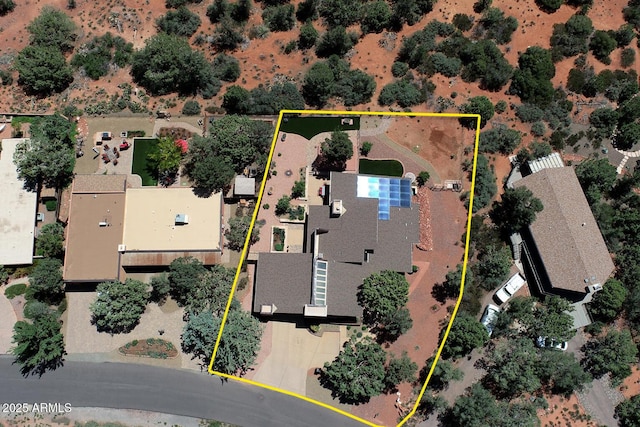 aerial view of property's location featuring property boundaries highlighted