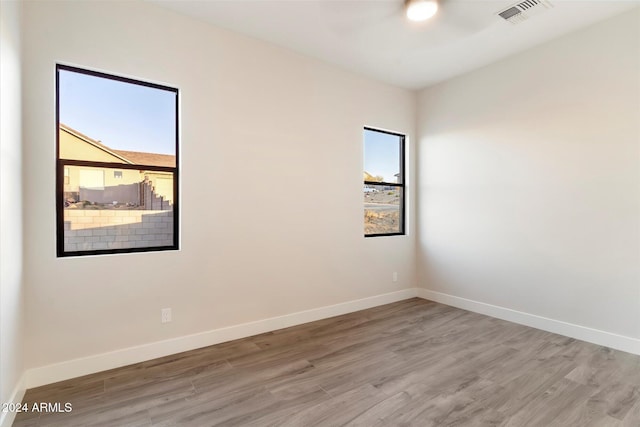 empty room with light wood-type flooring and a wealth of natural light