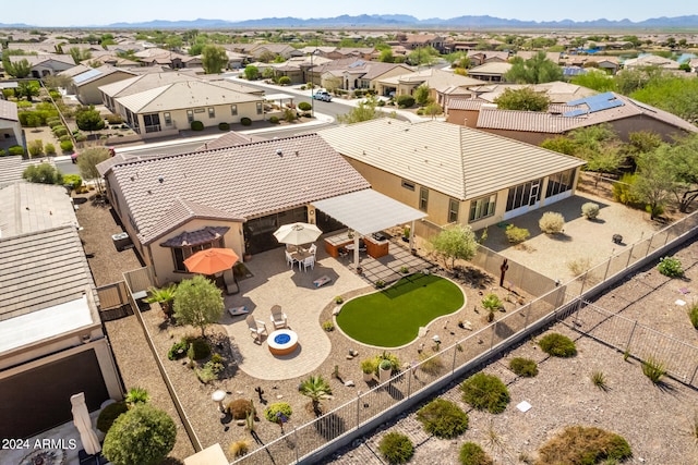 aerial view with a mountain view