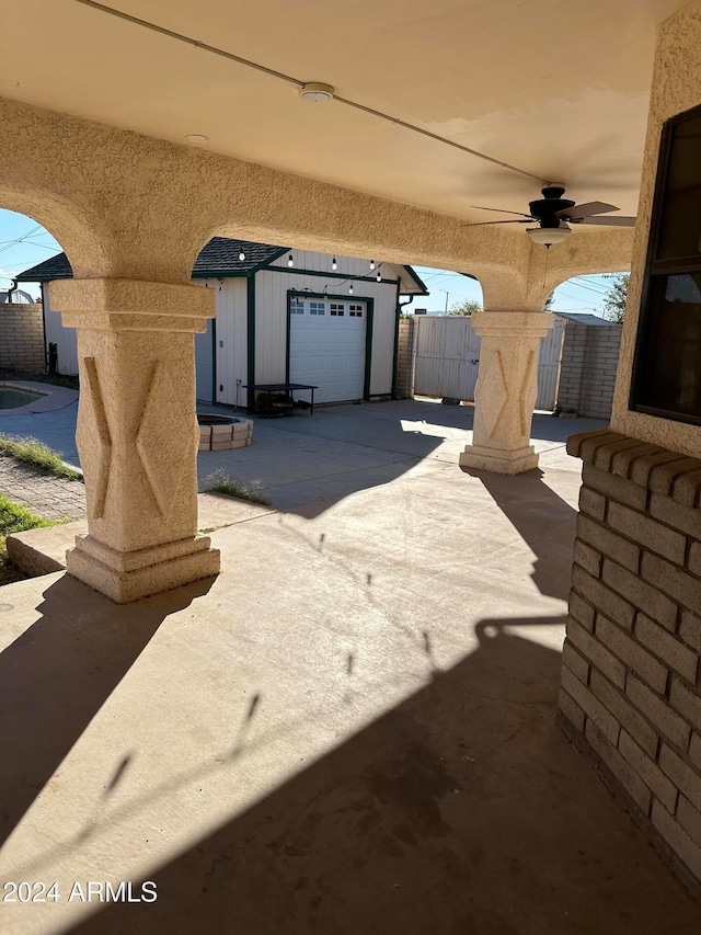 view of patio / terrace with ceiling fan