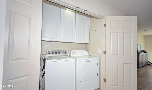 1851 W Vermont Ave, Phoenix, AZ 85015 - washroom featuring cabinet space, washing machine and dryer, and wood finished floors