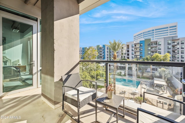 balcony featuring a view of city