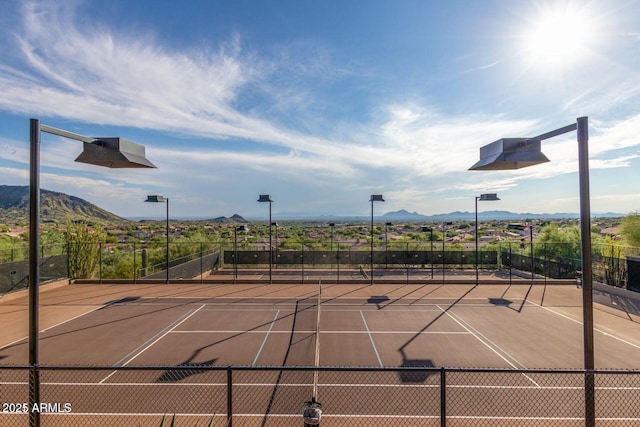 13680 E Paradise Dr, Scottsdale, AZ 85259 - view of sport court featuring community basketball court, a mountain view, and fence