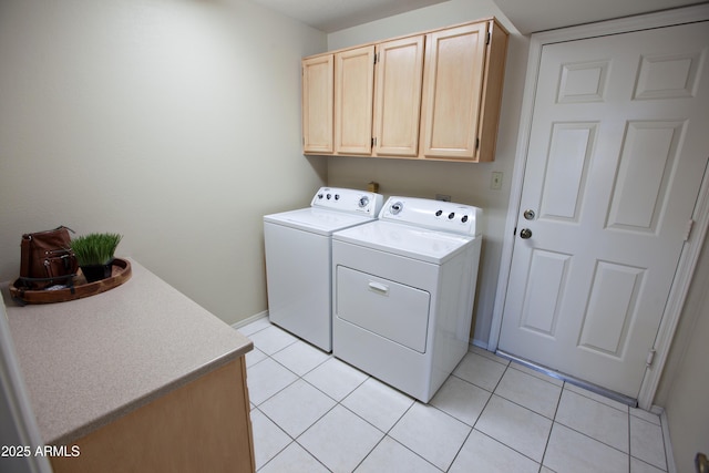 2635 N 62nd St, Mesa, AZ 85215 - clothes washing area with separate washer and dryer, baseboards, light tile patterned flooring, and cabinet space