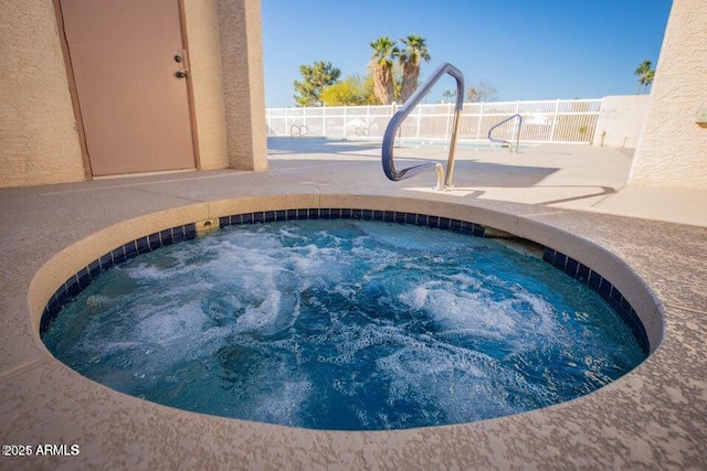 2635 N 62nd St, Mesa, AZ 85215 - view of pool with an in ground hot tub, fence, and a patio