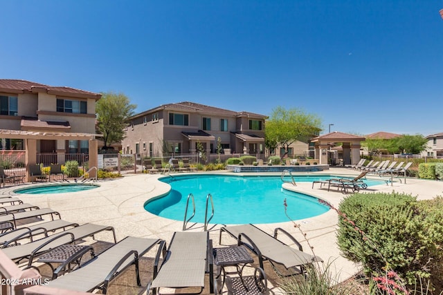 view of swimming pool featuring a patio