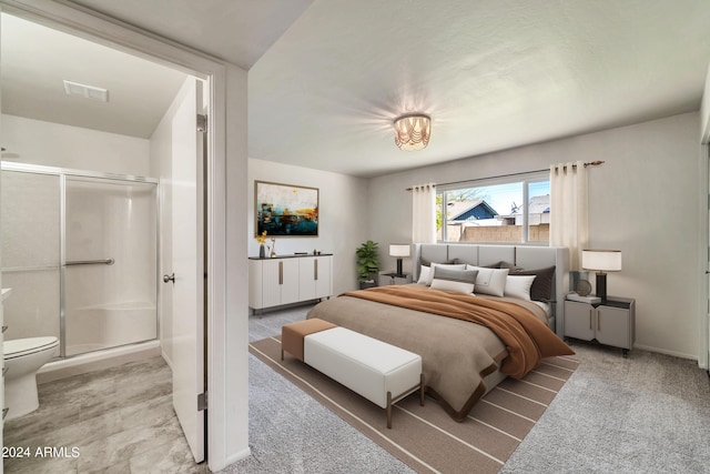 bedroom featuring light carpet and visible vents