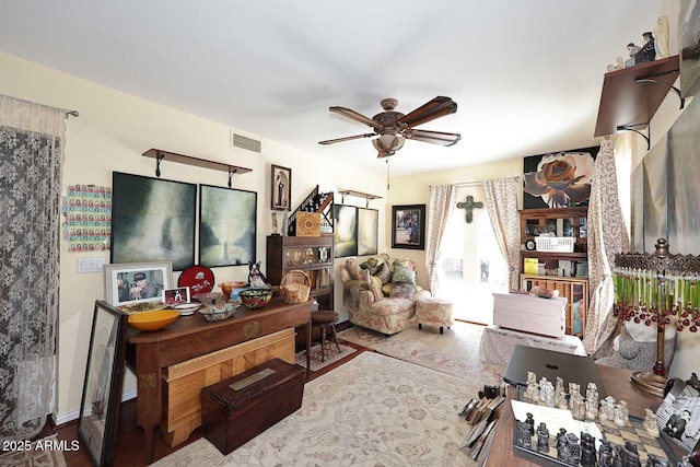 4317 N 70th St, Scottsdale, AZ 85251 - living area with a ceiling fan and wood finished floors