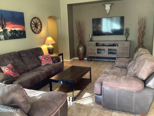 553 W Hereford Dr, San Tan Valley, AZ 85143 - living area with tile patterned floors and arched walkways