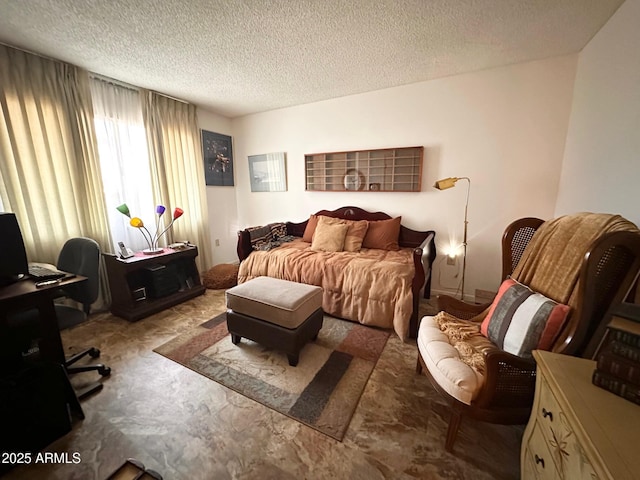 bedroom with a textured ceiling