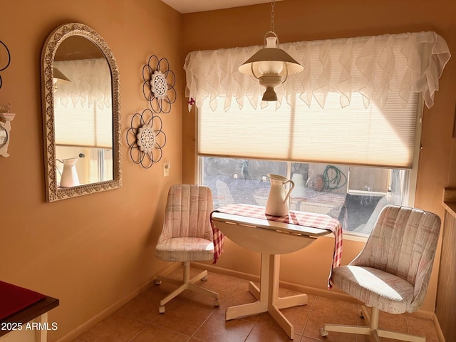 living area featuring tile patterned floors