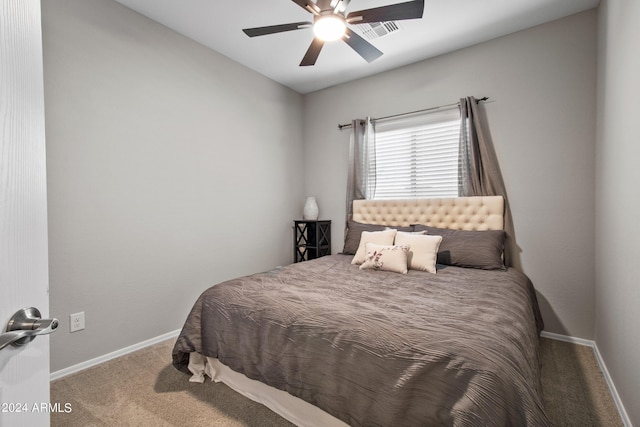 bedroom with carpet flooring and ceiling fan