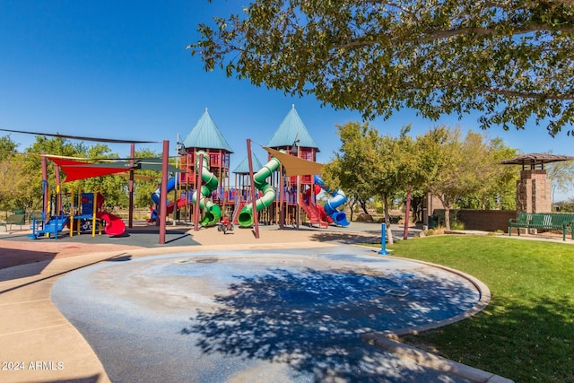 view of playground featuring a yard