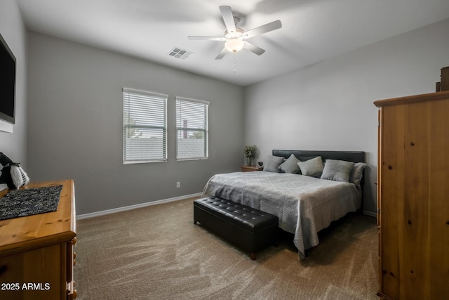 bedroom with carpet flooring and ceiling fan