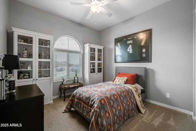 bedroom with carpet flooring and ceiling fan