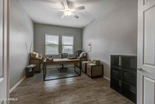 office area featuring ceiling fan