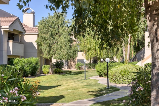 view of home's community with a lawn