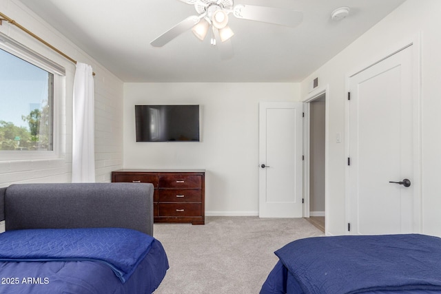 7727 E 4th St, Scottsdale, AZ 85251 - bedroom with carpet floors, a ceiling fan, baseboards, and visible vents