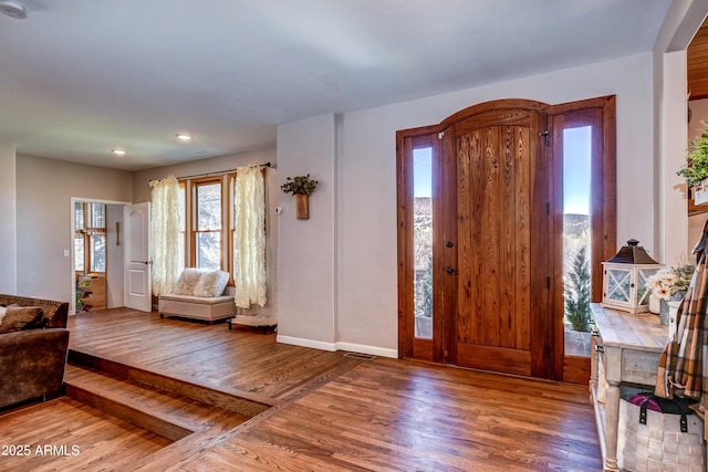 foyer entrance featuring hardwood / wood-style floors