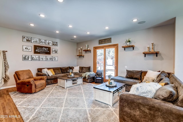 living room featuring light hardwood / wood-style flooring