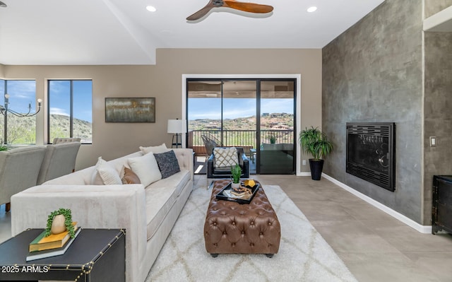16255 E Ridgeline Dr, Fountain Hills, AZ 85268 - living area featuring an accent wall, recessed lighting, and a healthy amount of sunlight