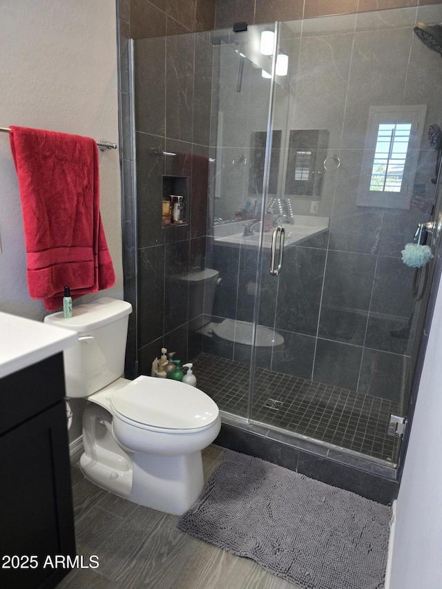 2316 N Crestwood Dr, Florence, AZ 85132 - full bath featuring toilet, a shower stall, and vanity