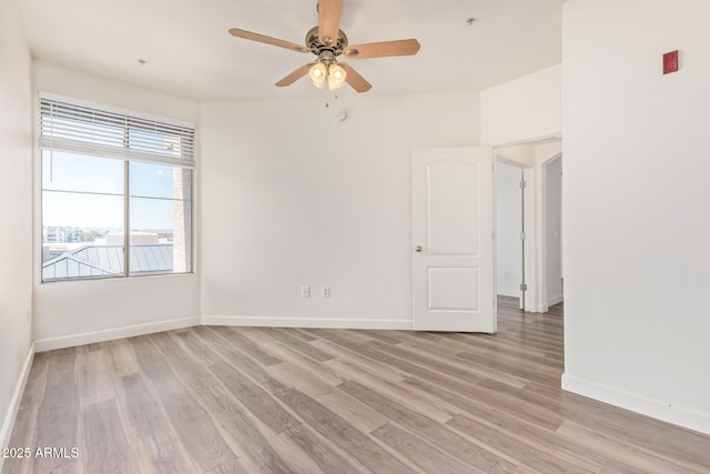 1701 E Colter St Unit 491, Phoenix, AZ 85016 - empty room featuring ceiling fan, light wood finished floors, and baseboards