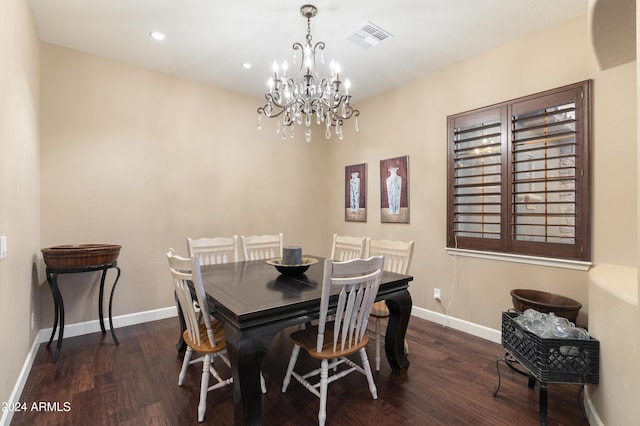 2378 N 158th Dr, Goodyear, AZ 85395 - dining area with wood finished floors, a chandelier, baseboards, and recessed lighting