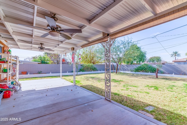 view of patio with ceiling fan