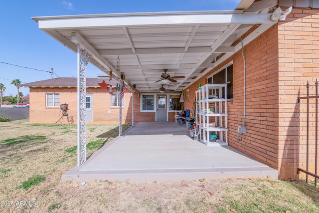 view of patio with ceiling fan