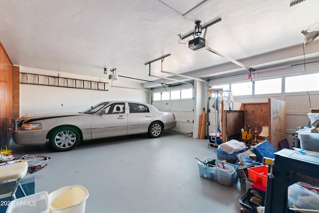 garage with a garage door opener