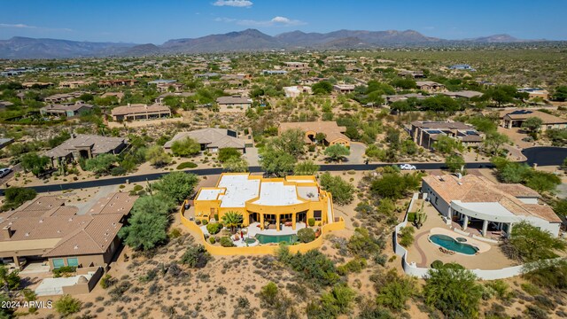 aerial view with a residential view and a mountain view