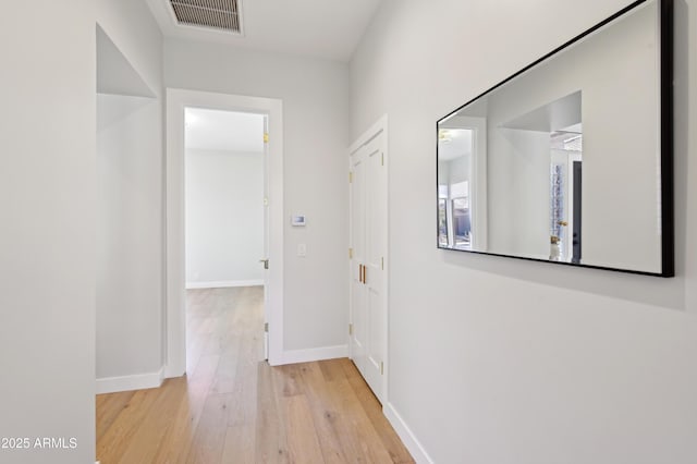 hall featuring light wood-type flooring