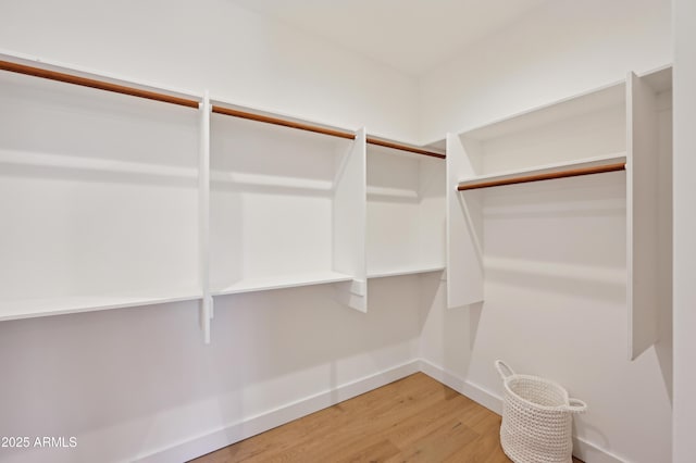 spacious closet with hardwood / wood-style flooring