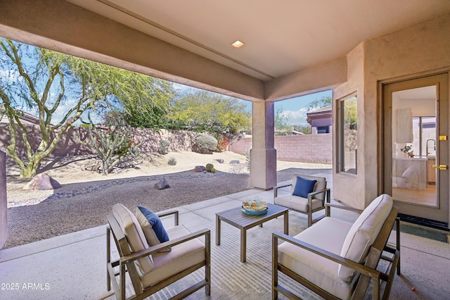 view of patio featuring an outdoor living space