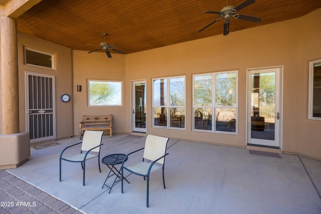 view of patio with a ceiling fan