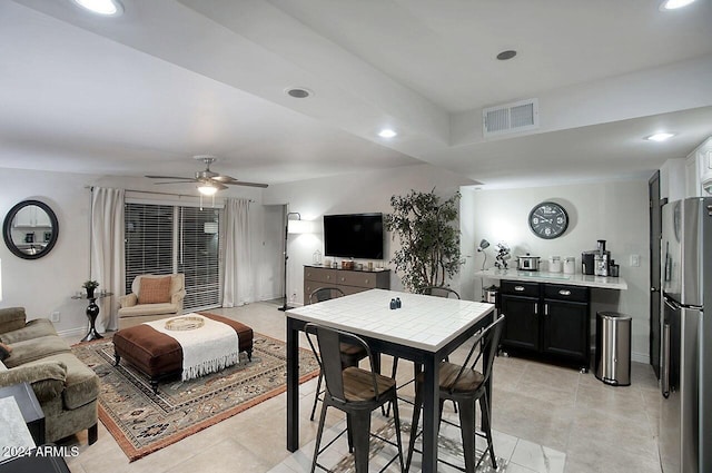 dining area featuring ceiling fan