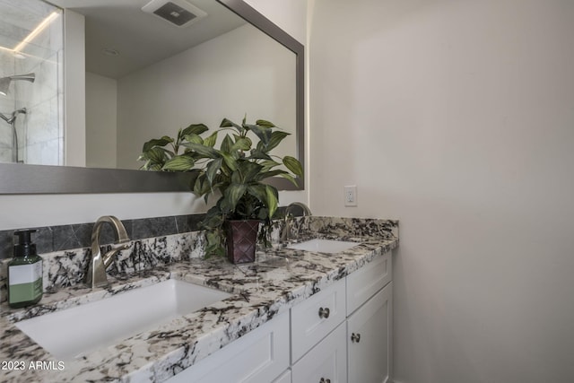 bathroom featuring vanity and walk in shower