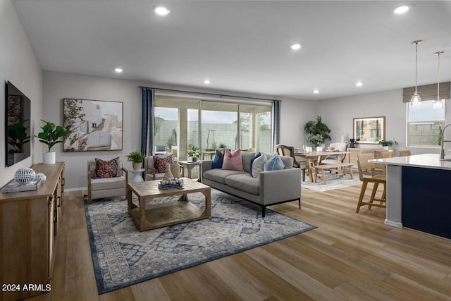 living room featuring light hardwood / wood-style flooring