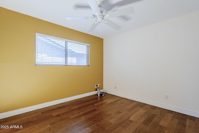 8713 E Sage Dr, Scottsdale, AZ 85250 - spare room featuring hardwood / wood-style floors, baseboards, and ceiling fan