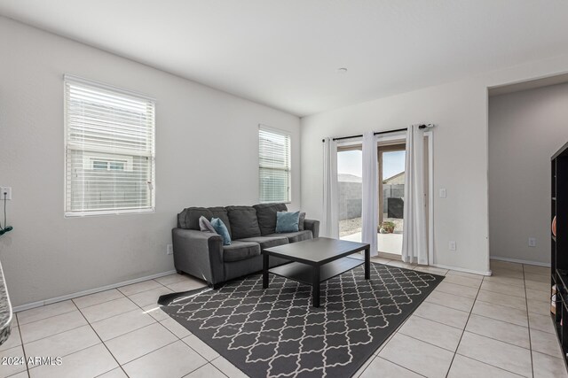 view of tiled living room