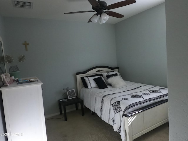 bedroom with carpet flooring and ceiling fan