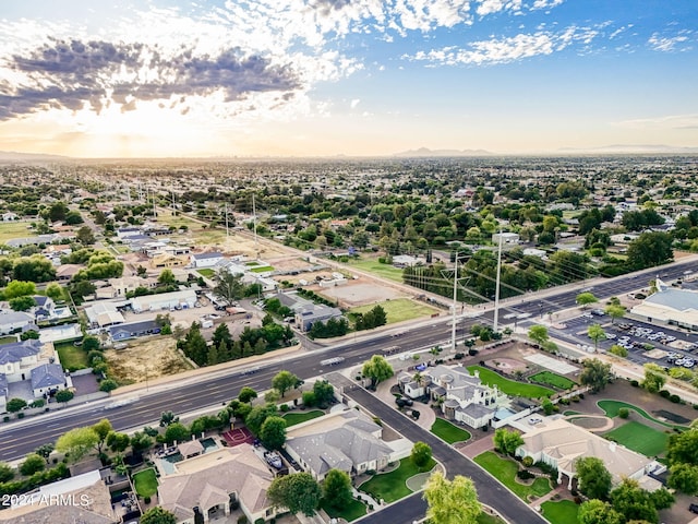 view of aerial view at dusk