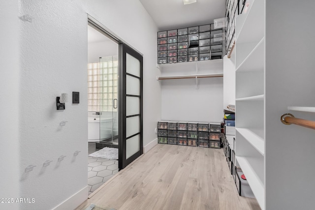 spacious closet featuring light hardwood / wood-style flooring