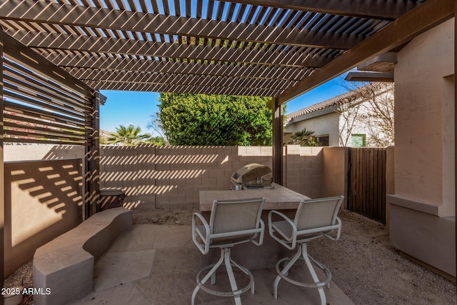 view of patio / terrace featuring a pergola