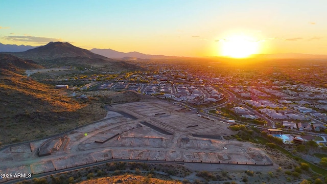 birds eye view of property featuring a residential view and a mountain view