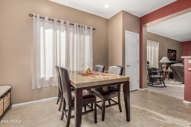 view of tiled dining space