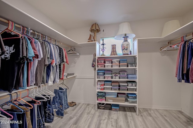 walk in closet featuring wood finished floors